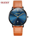 Men Watch Luxury Brand OLEVS Men Fashionable Minimalist Thin Quartz Watch Alloy Material WaterProof 30M Leather Clock Men